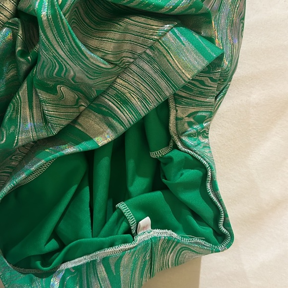 Cool Is A Construct Green Metallic Flare Pants - Picture 3 of 4